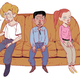 Napoleon, Pedro, and Deb meeting with their principal.